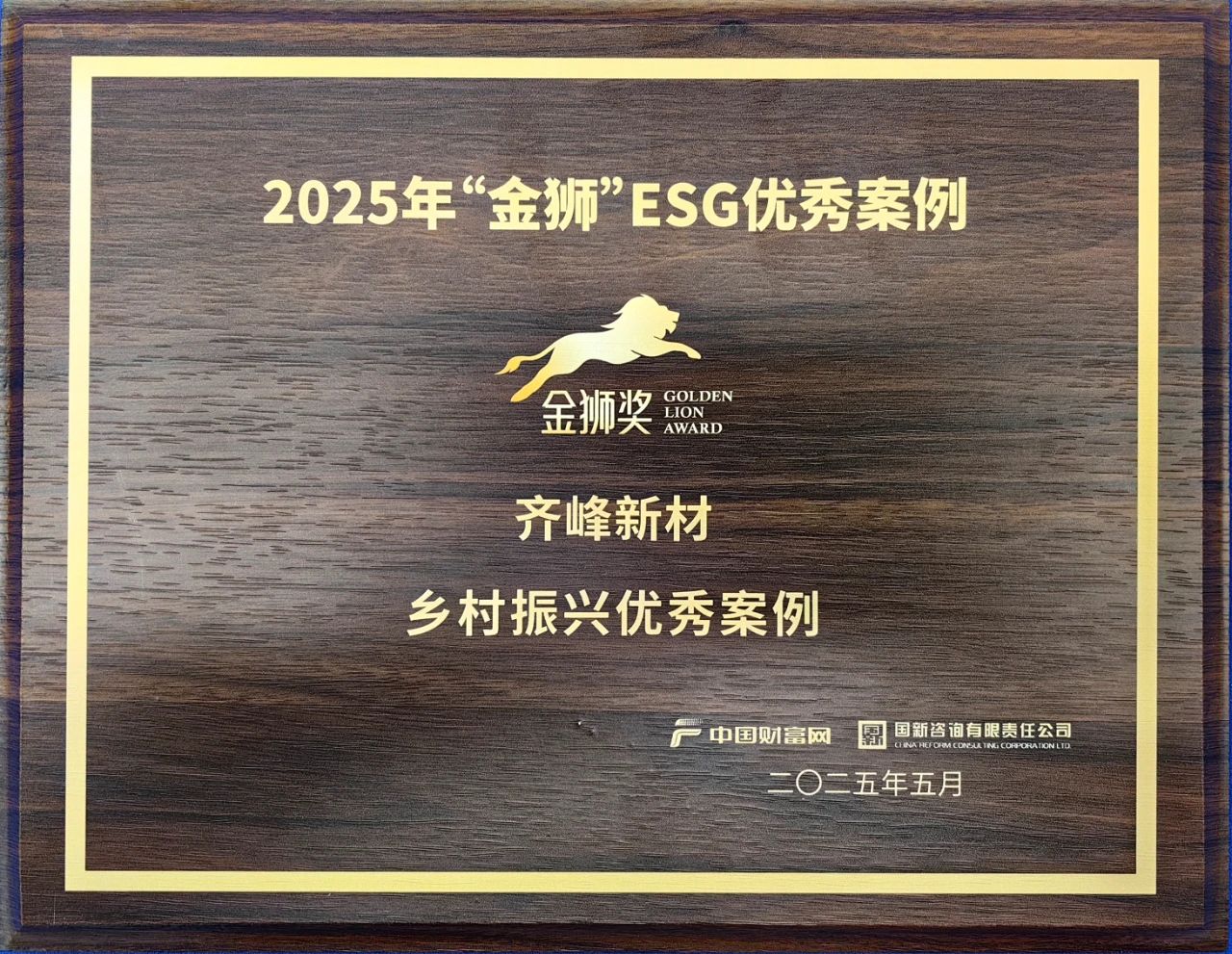 2025年5月9日永利304官网唯一新材入选2025“金狮”ESG——村落振兴优良案例